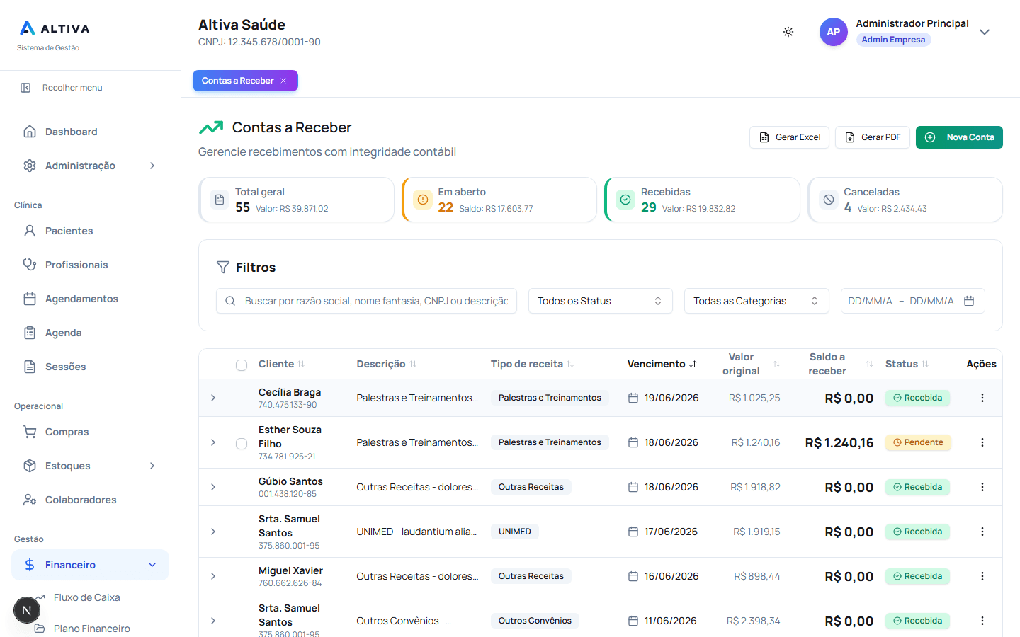 Módulo contábil do Altiva